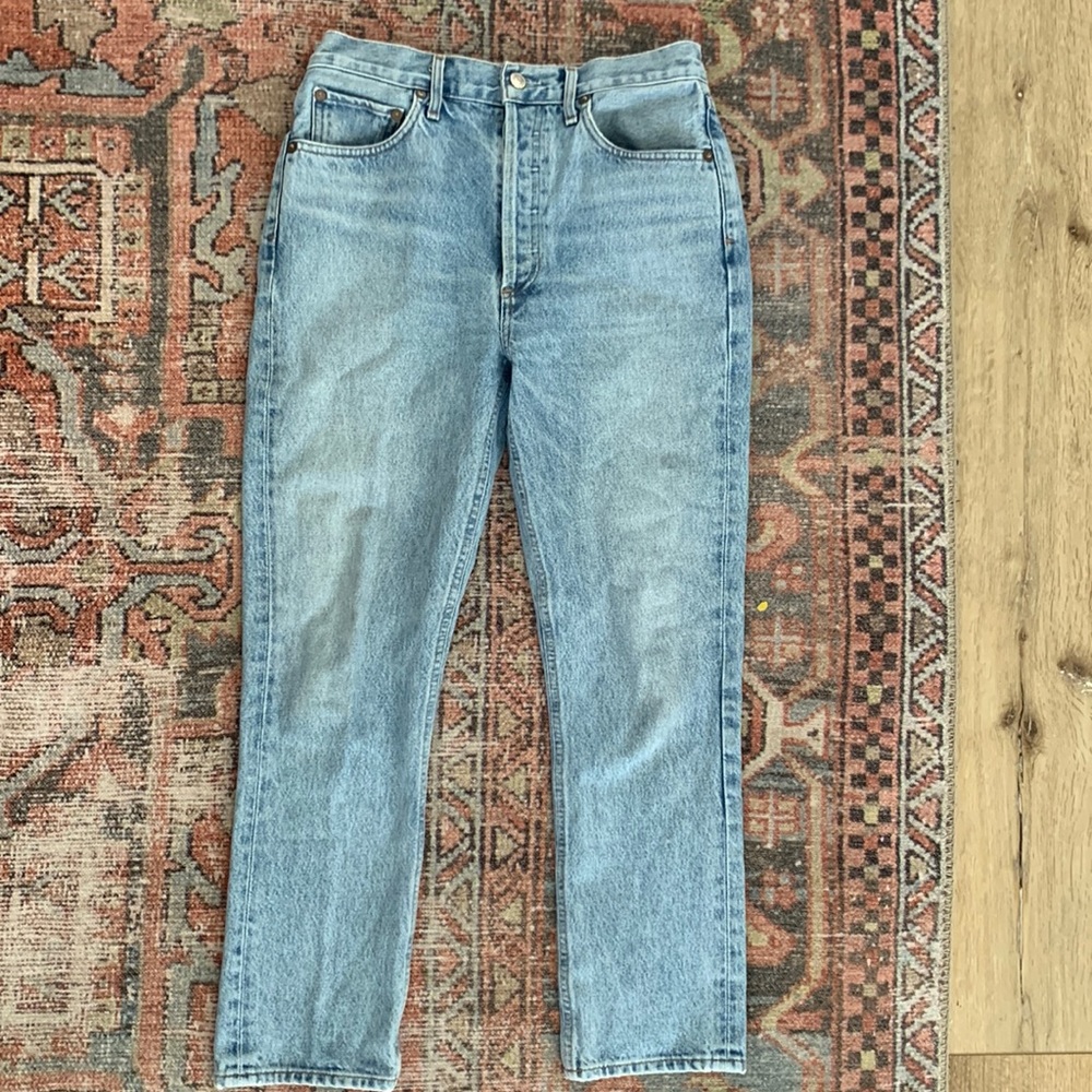 AGOLDE high waisted crop light wash jeans